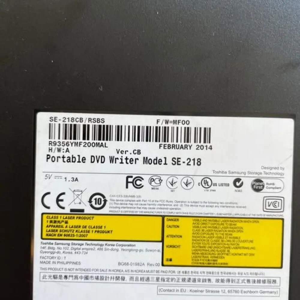 samsung portable DVD writer model SE-218